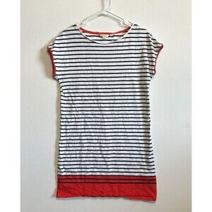 Boden Paulina Jersey Cotton Navy White Red Stripe Coastal Casual Shift Dress 6R